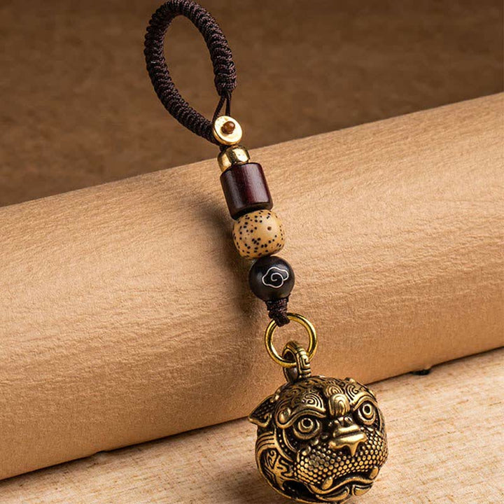 Llavero de cobre con Buddha Stones PiXiu Riqueza