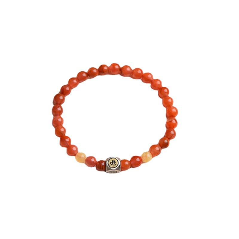 Buddha Stones, Plata de Ley 925, amuleto de Buda natal del zodiaco chino, ágata roja, ámbar, pulsera de autoaceptación