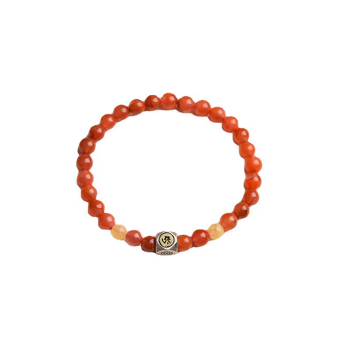Buddha Stones, Plata de Ley 925, amuleto de Buda natal del zodiaco chino, ágata roja, ámbar, pulsera de autoaceptación