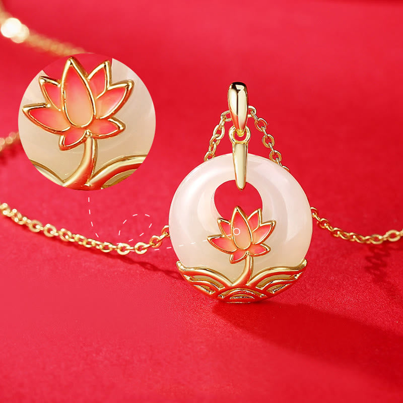 Collar con colgante de plata de ley 925 con Buddha Stones , jade blanco hetiano, flor de loto - image 3
