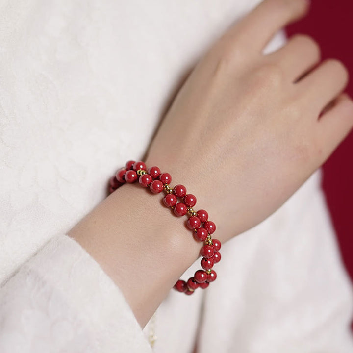 Pulsera de bendición con cuentas de cinabrio natural de Buddha Stones