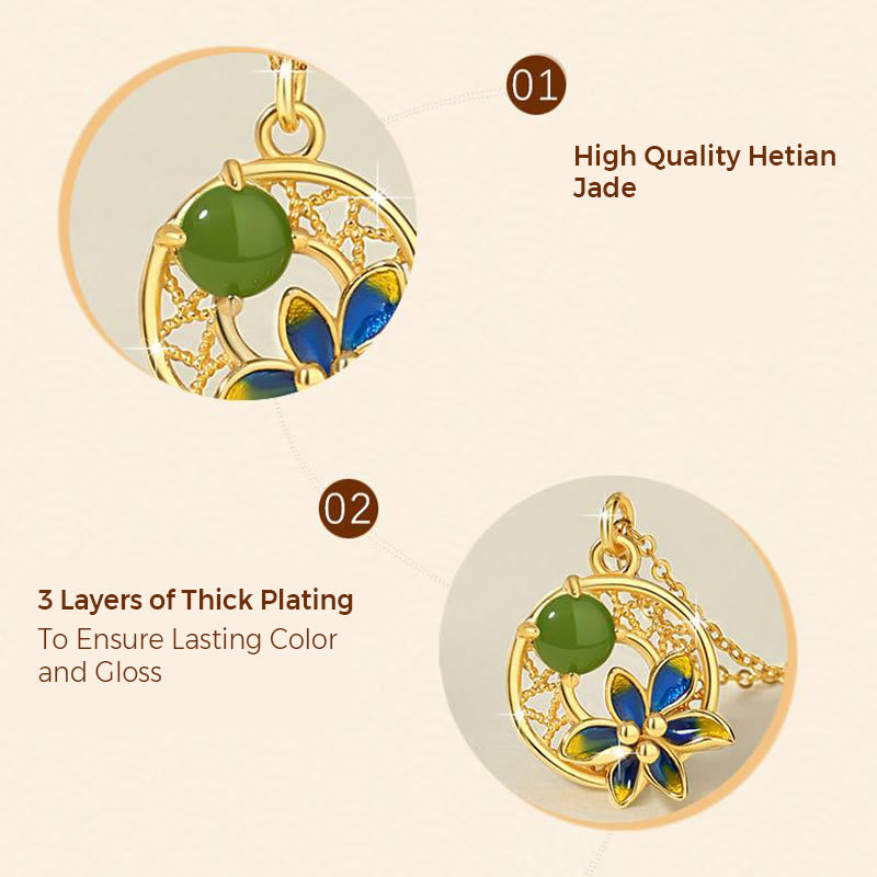 Juego de pendientes y anillo con colgante de flor de Jade cian hetiano Natural de plata de ley 925 con Buddha Stones