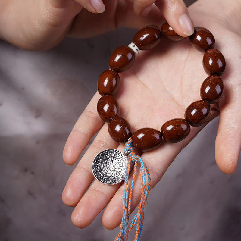 Buddha Stones tibetanas naturales, oro púrpura, rata OM, zodíaco chino, nueve palacios, ocho diagramas, pulsera de riqueza