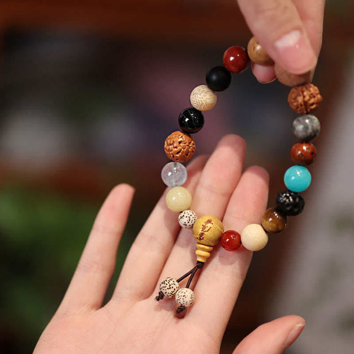 Pulsera Mala de muñeca con Buddha Stones , ágata de semilla Bodhi, sabiduría, armonía