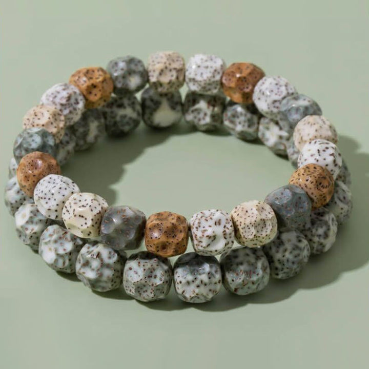 Pulsera de riqueza auspiciosa de semillas Bodhi coloridas naturales de Buddha Stones