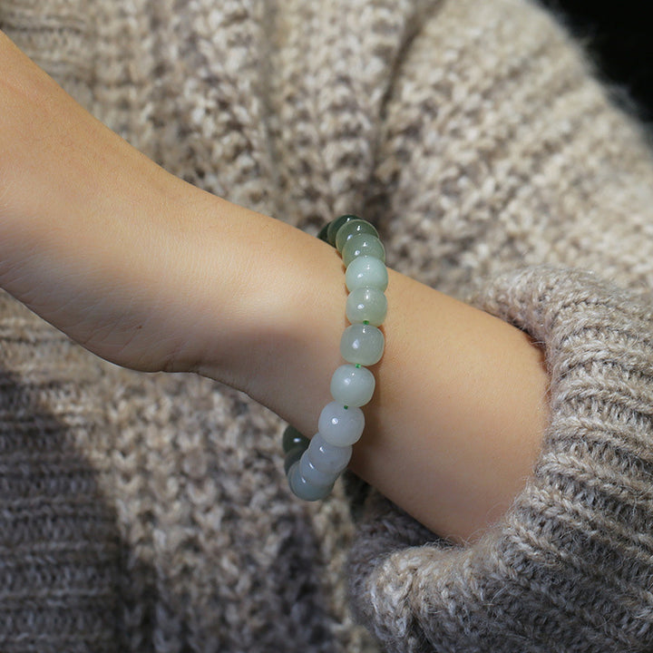Pulsera de bendición de la suerte de jade degradado con Buddha Stones