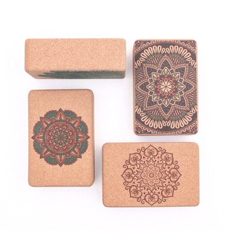 Bloque de corcho de yoga consciente con mandala tibetana de Buddha Stones
