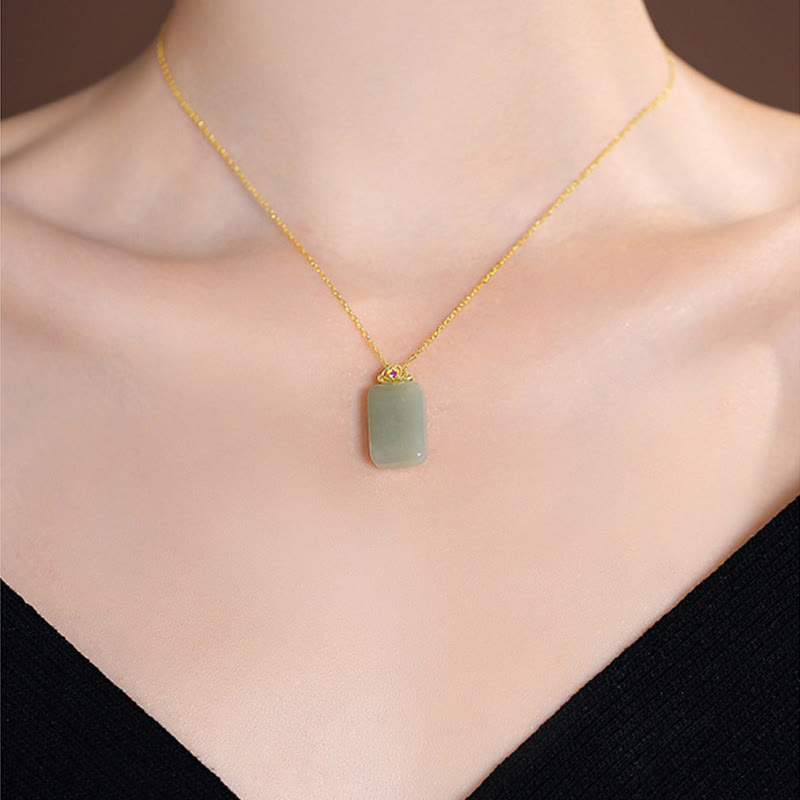 Plata de Ley 925 Natural Hetian Jade cian Jade suerte riendo Buda mariposa collar colgante - image 44