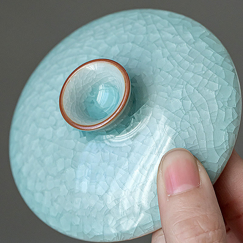 Taza de té y platillo de cerámica con esmalte de hielo, Retro verde, Buddha Stones , Gaiwan Sancai, Kung Fu