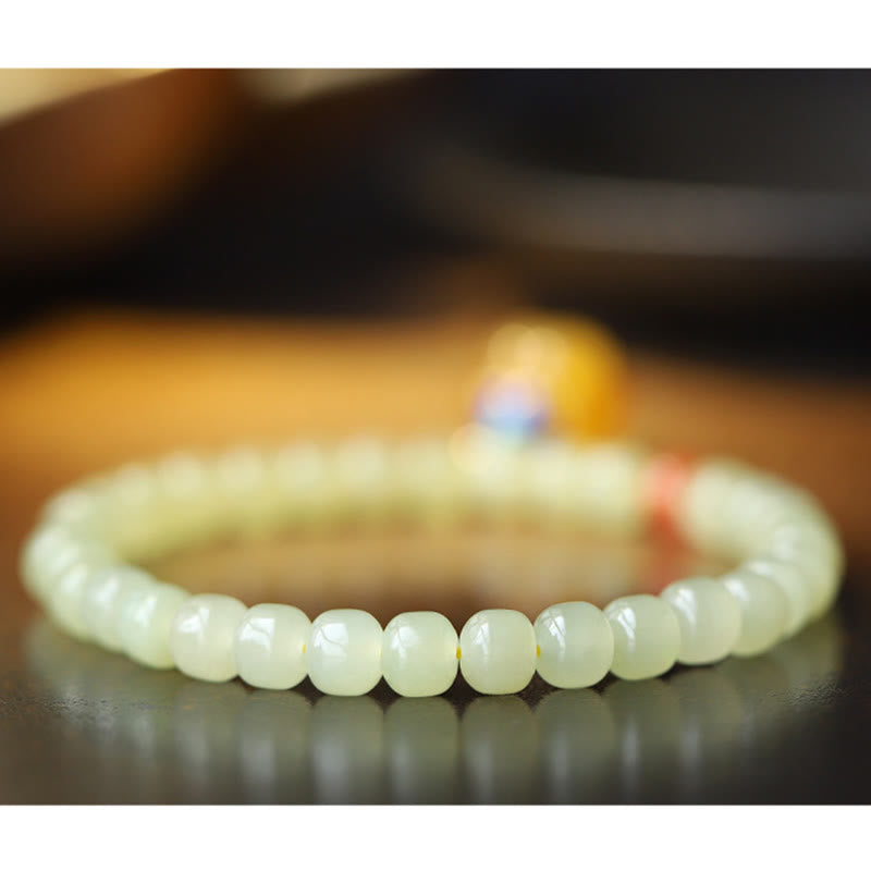 Pulsera de prosperidad de cristal de ágata roja ámbar calabaza de jade hetiano natural