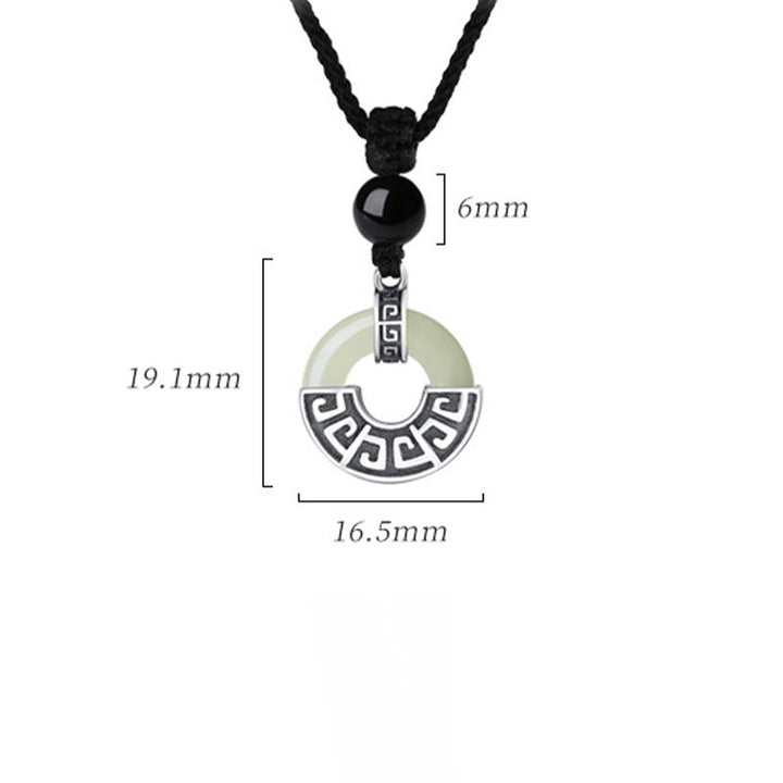 Colgante de collar de prosperidad con hebilla de paz de jade hetiano natural de plata de ley 925 con Buddha Stones - image 10