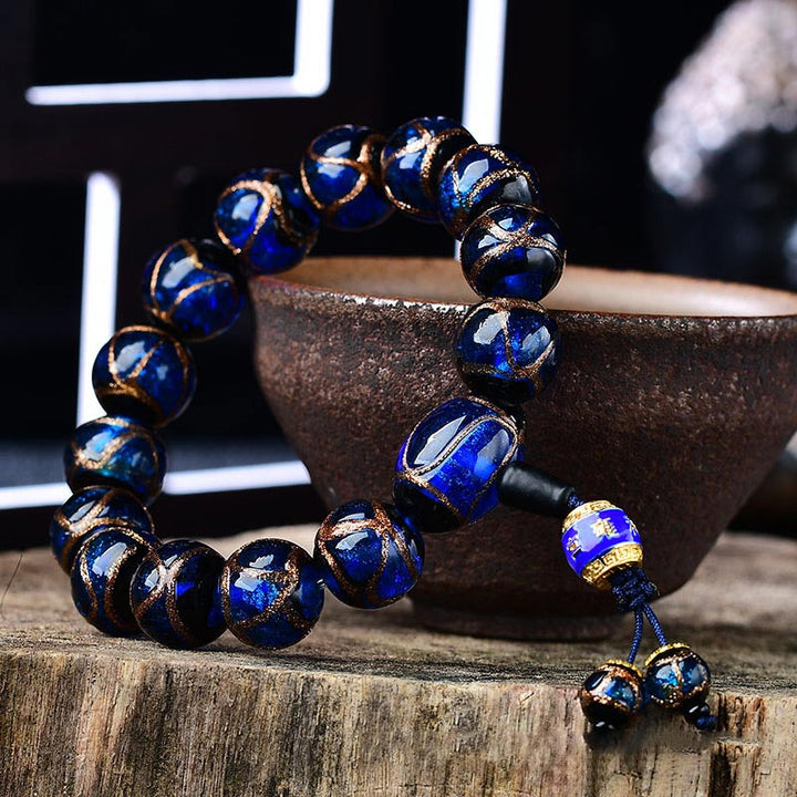 Pulsera curativa de ágata de vena de dragón tibetano