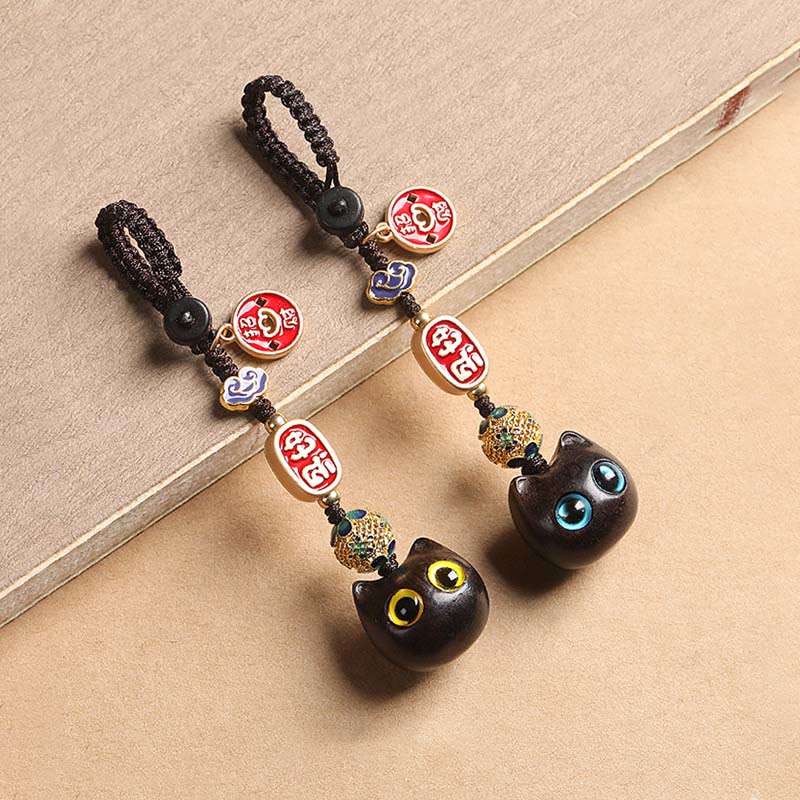 Buddha Stones de madera de ébano, gato de la suerte, nube propicia, llavero de paz, decoración colgante para teléfono - image 17