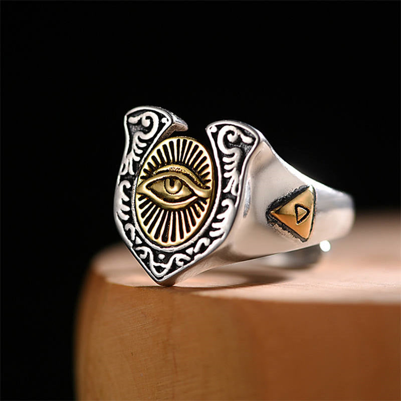 Anillo ajustable de cobre con protección curativa del Ojo de Horus