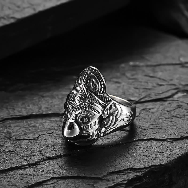 Anillo de acero de titanio con protección de aves Tibet Garuda