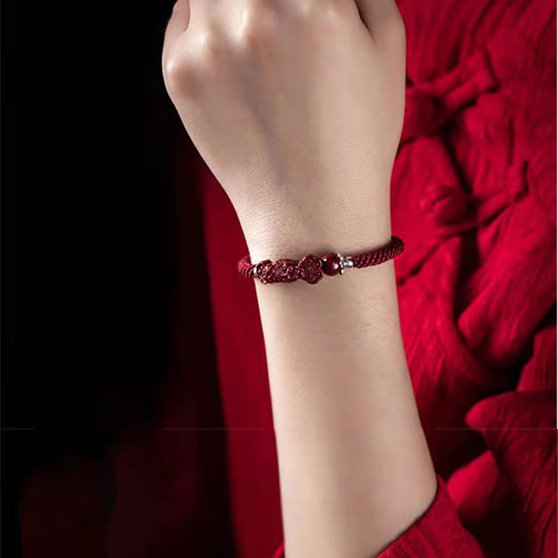 Pulsera trenzada de cinabrio PiXiu hecha a mano con Buddha Stones - image 13