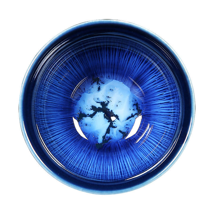 Taza de té de cerámica con cambio de horno de esmalte Jianzhan chino , Buddha Stones, taza de té Tenmoku Kung Fu