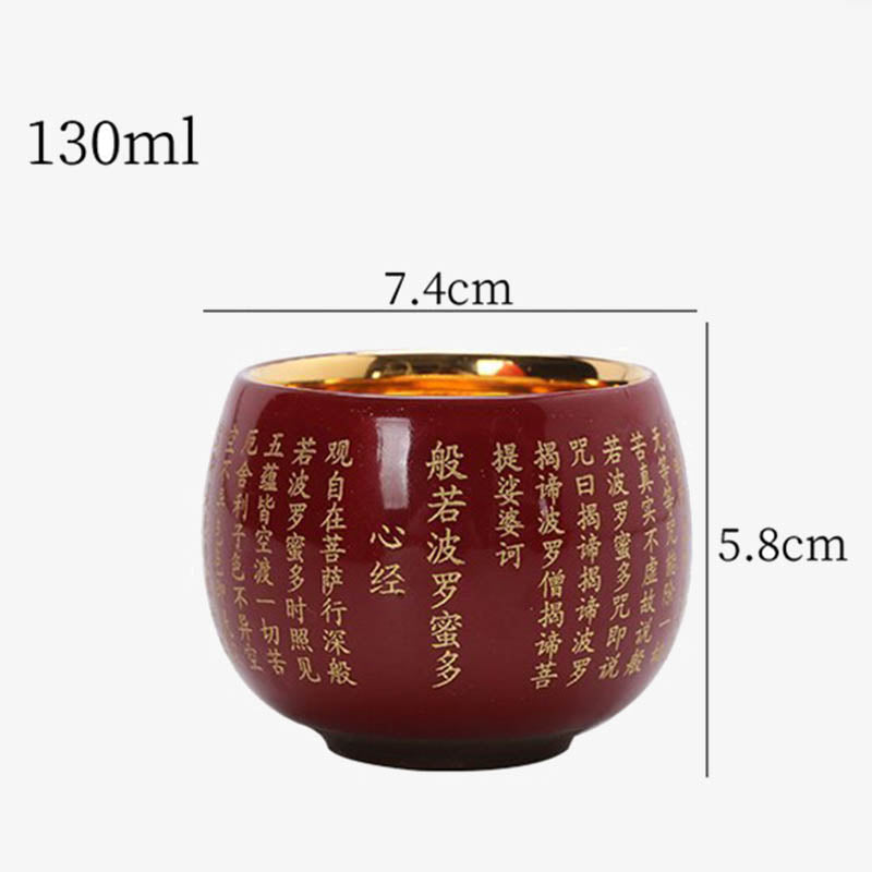 Taza de té de cerámica grabada con Mantra de gran compasión, Sutra del corazón de Buddha Stones, taza de té de Kung Fu