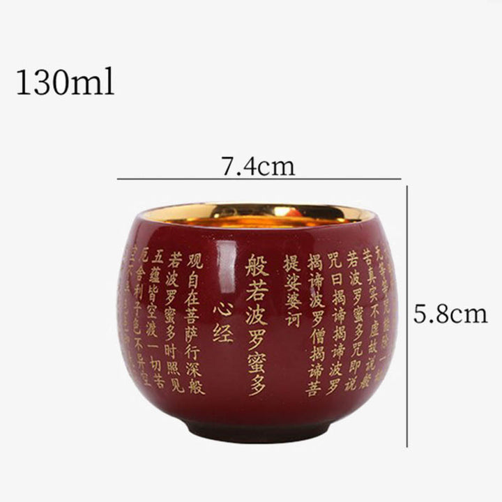 Taza de té de cerámica grabada con Mantra de gran compasión, Sutra del corazón de Buddha Stones, taza de té de Kung Fu