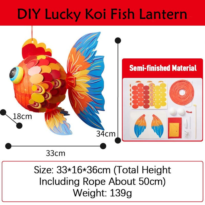 Buddha Stones DIY, buena suerte, pez Koi, lámpara de farol de papel, Festival del medio otoño, decoración de farol para niños