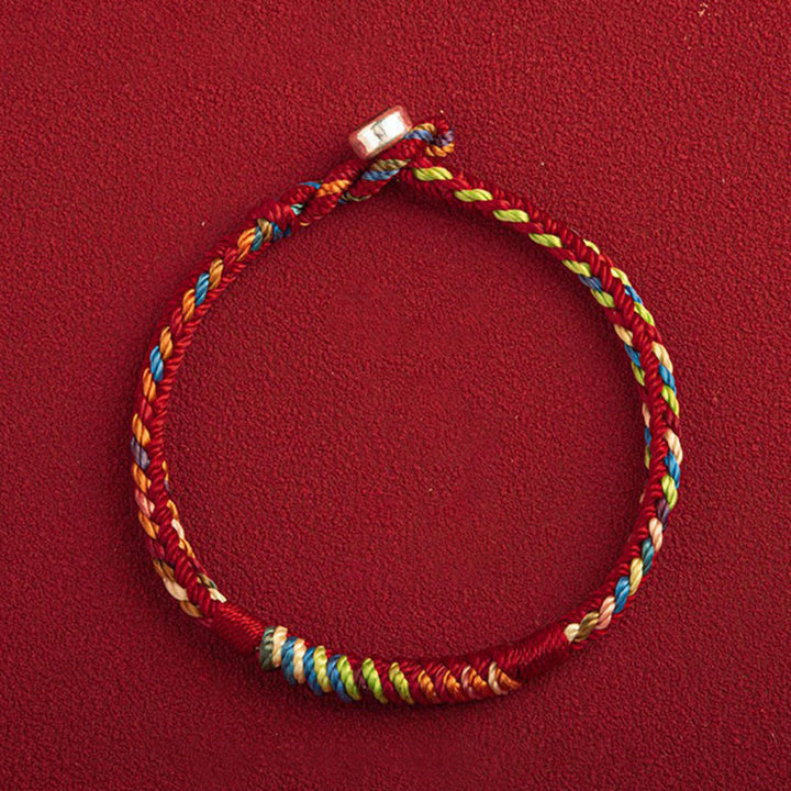 Buddha Stones Pulsera multicolor con Que estés seguro y afortunado en el próximo año - Hilo rojo de cinco colores - 19 cm - Hebilla de plata 925 - image 12