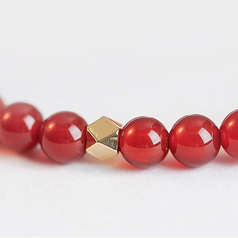 Pulsera de hilo de confianza con estrella de trébol de cuatro hojas con nudo sin fin de ágata roja Natural