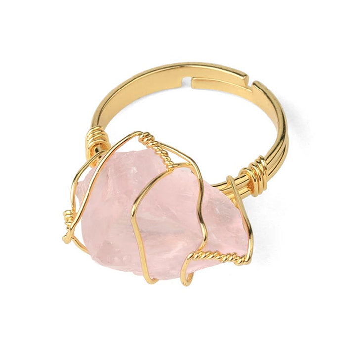 Anillo ajustable de amatista con piedras preciosas de cristal natural de Buddha Stones