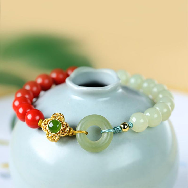 Pulsera de bendición de jade cinabrio natural