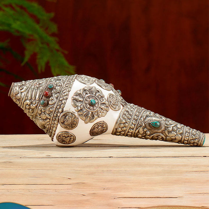 Concha de caracola Shankha Natural tibetana, concha marina, decoración del hogar de la suerte y la riqueza - image 9