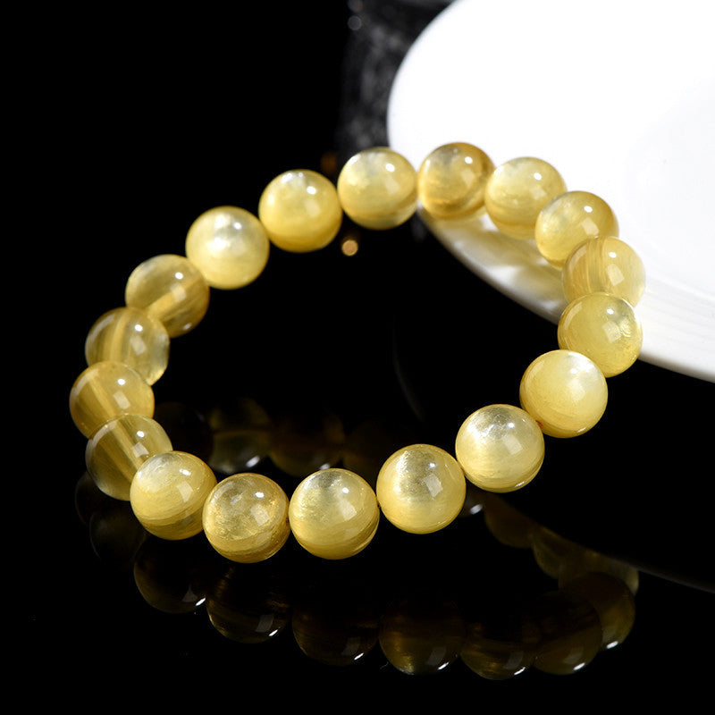 Pulsera de prosperidad de protección de lepidolita dorada natural con Buddha Stones