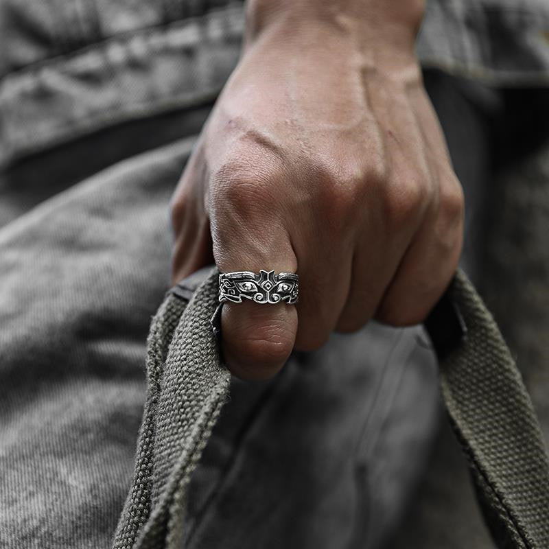 Anillo ajustable de riqueza de cobre blanco FengShui PiXiu