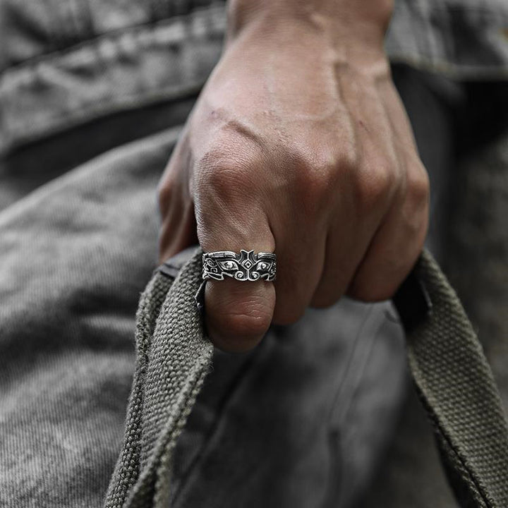 Anillo ajustable de riqueza de cobre blanco FengShui PiXiu
