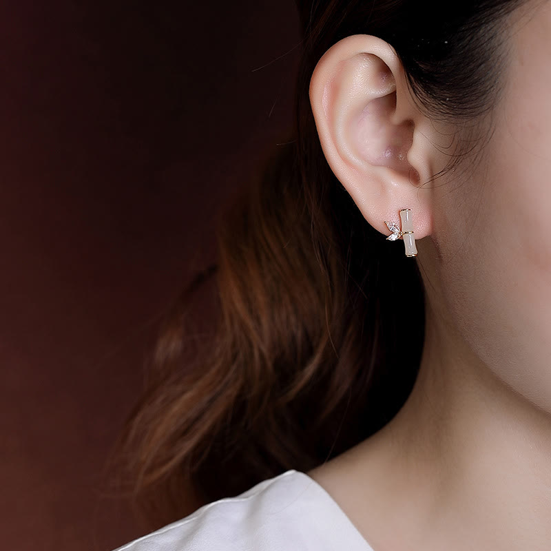 Pendientes de plata de ley 925 con Buddha Stones , jade cian hetiano, jade blanco, ágata roja, patrón de bambú, pendientes de la suerte