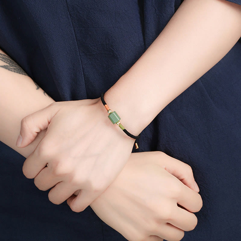 Pulsera de cuerda trenzada con protección de la suerte, malaquita, piedra roja, Aventurina verde hecha a mano, Buddha Stones del Tíbet