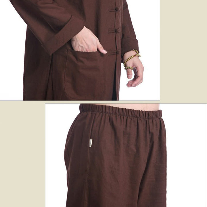 Conjunto de ropa para hombre, diseño de botones de rana china, Buddha Stones , meditación, oración, algodón, lino, espiritual, Zen, práctica de Yoga - image 19