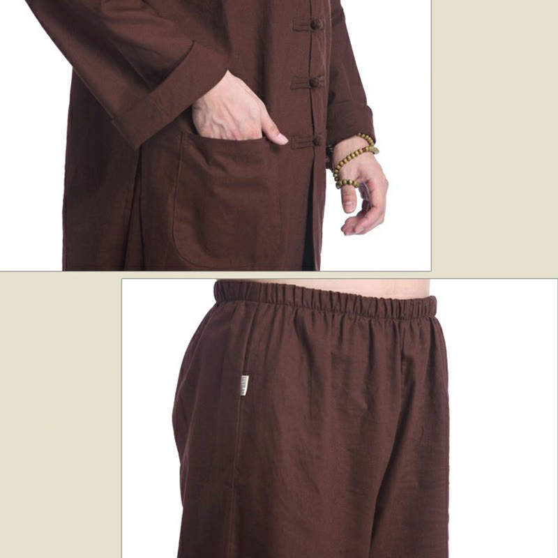Conjunto de ropa para hombre, diseño de botones de rana china, Buddha Stones , meditación, oración, algodón, lino, espiritual, Zen, práctica de Yoga - image 19