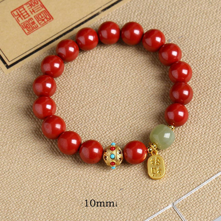 Pulsera con dijes de protección de la fortuna, aventurina verde cinabrio y Buddha Stones