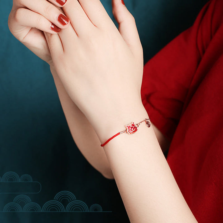 Pulsera de cadena de hilo rojo con protección de la suerte del zodiaco chino que cambia de color de Plata de Ley 925 con Buddha Stones - image 12