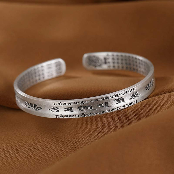 Pulsera de plata de ley 999 con Buddha Stones Om Mani Padme Hum Lotus Wisdom