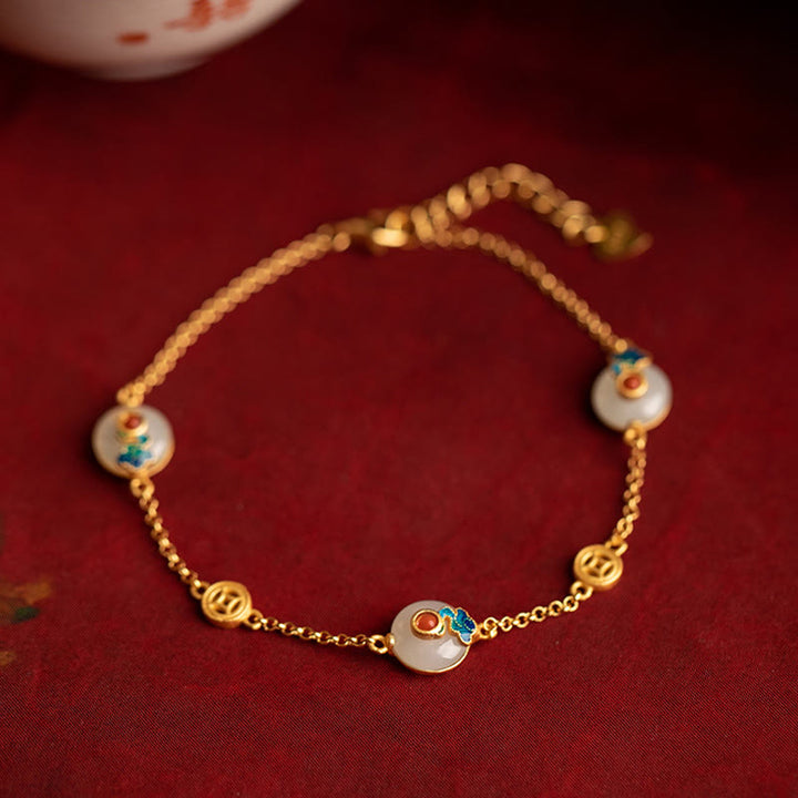 Pulsera de la suerte con diseño de jade y nubes propicias de Buddha Stones
