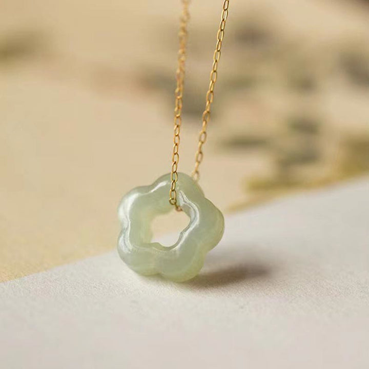 Colgante de collar con dije floral de la suerte de jade cian de jade hetiano con Buddha Stones - Jade Hetian (Prosperidad ♥ Abundancia) - Plata de ley 925 - image 2