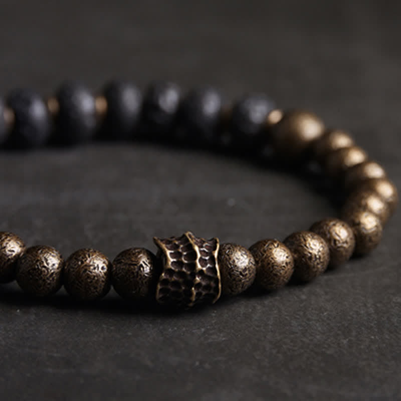 Brazalete de pulsera de equilibrio de cobre de piedra de roca de lava