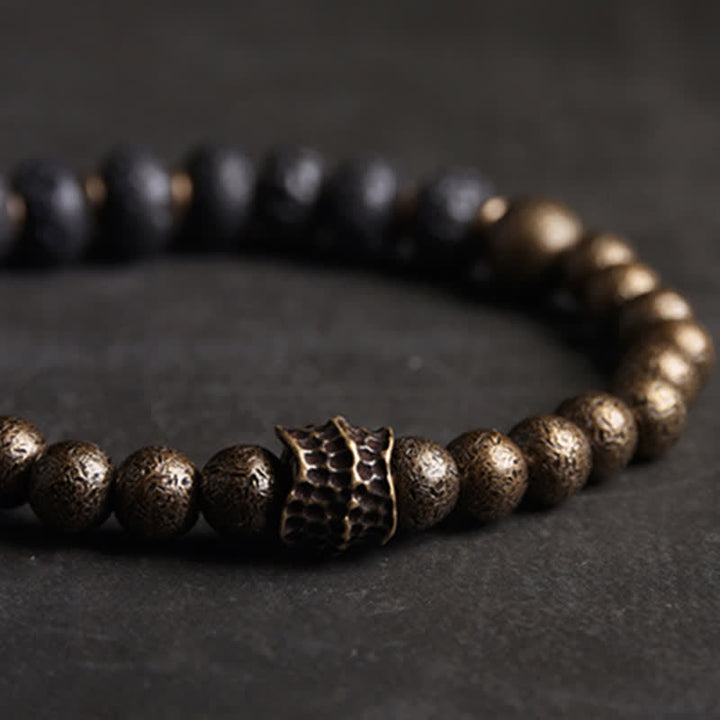 Brazalete de pulsera de equilibrio de cobre de piedra de roca de lava