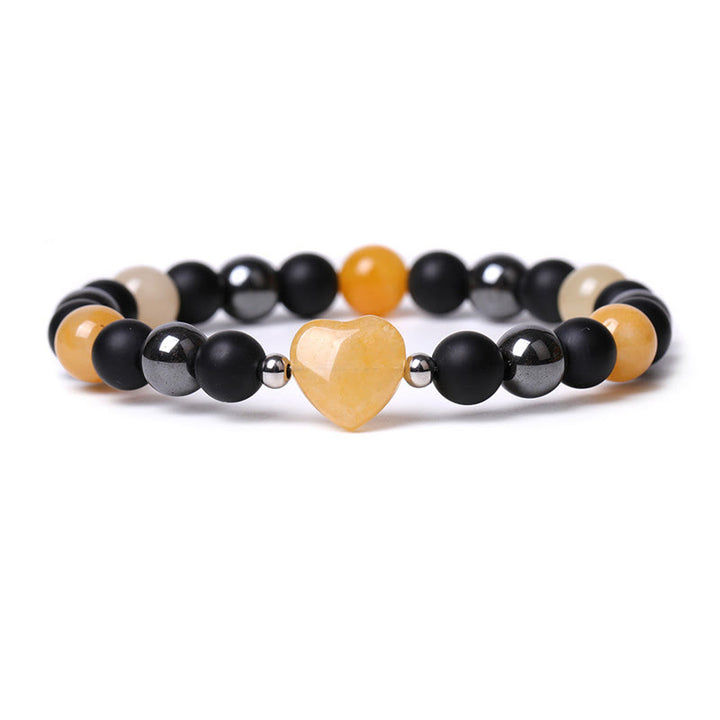 Pulsera de protección de corazón de amor de cristal de piedra de ojo de tigre de ónix negro de Buddha Stones