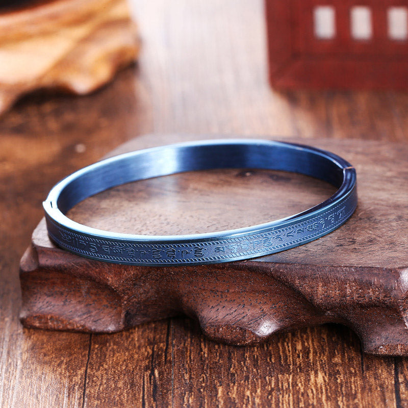 Brazalete de pulsera de bendición de acero titanio con Buddha Stones