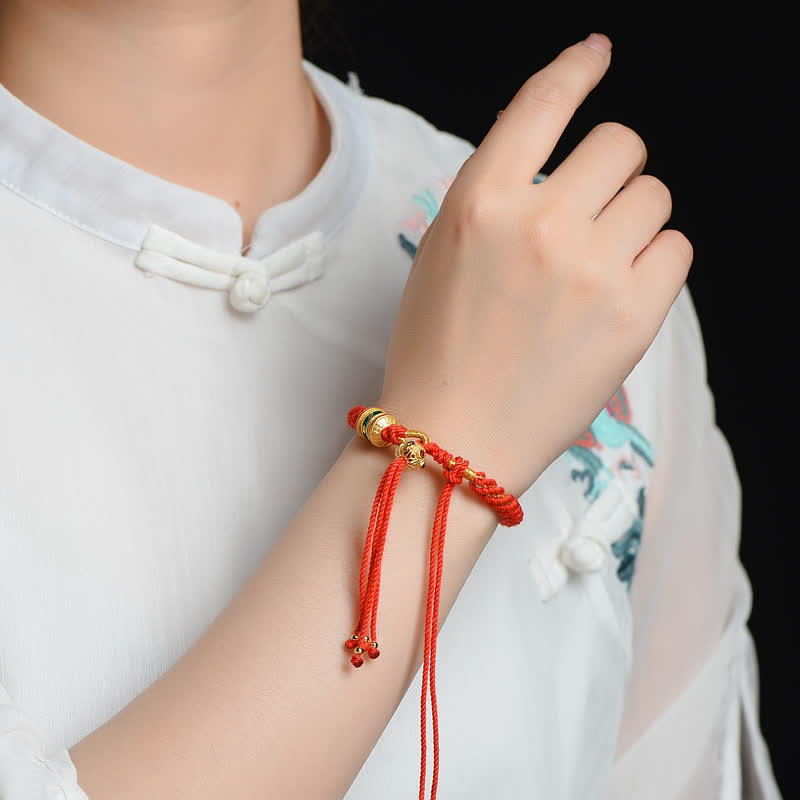 Pulsera de cuerda colorida con cuentas de rueda de oración de la suerte hecha a mano tibetana con Buddha Stones