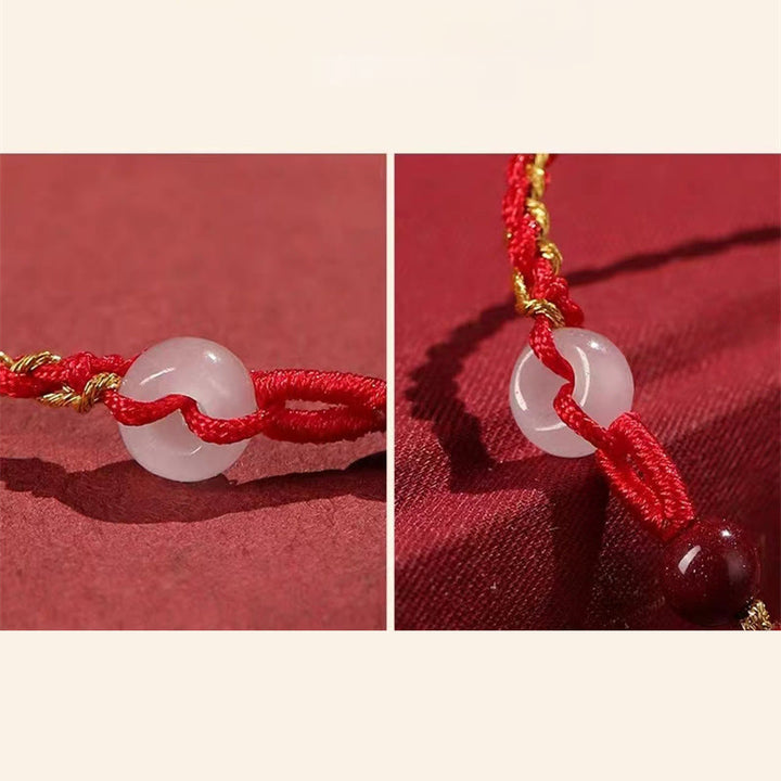 Pulsera de bendición con hebilla de paz de jade cinabrio natural con Buddha Stones