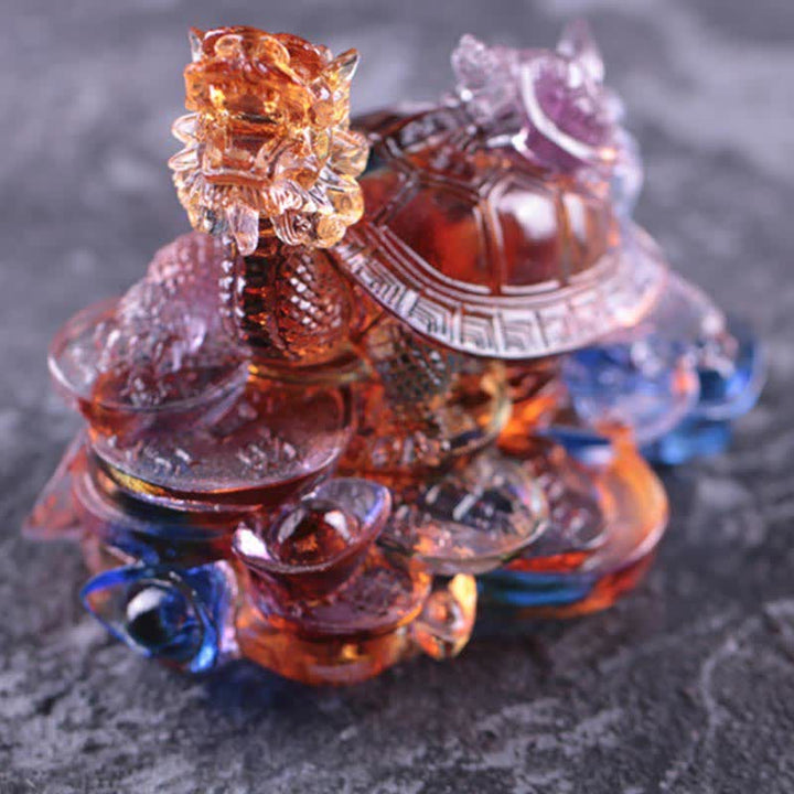 Buddha Stones Feng Shui, monedas de tortuga dragón hechas a mano, pieza de arte de la suerte de cristal Liuli, decoración para el hogar y la Oficina - image 10