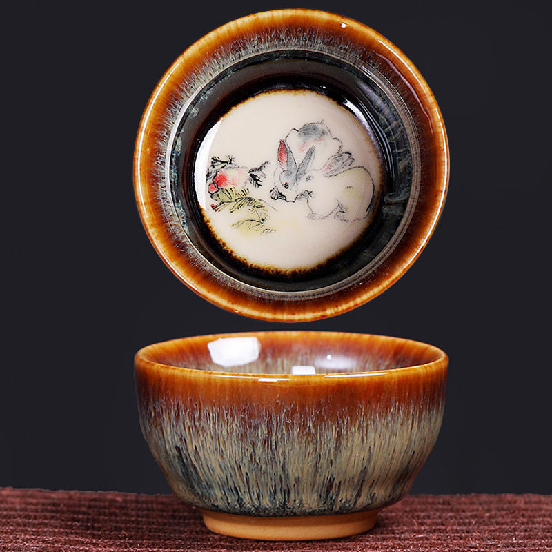 Taza de té de cerámica con diseño del zodíaco chino, 12 Buddha Stones, Kung Fu Jian, taza de té chino Zhan, 73ml