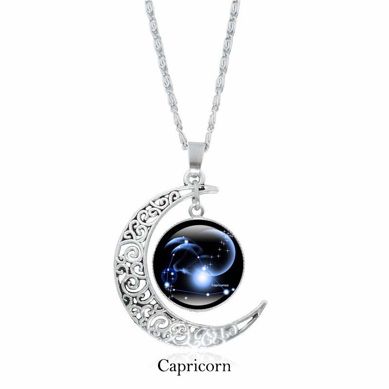Colgante de cadena con collar de protección de la luna de las 12 constelaciones del zodíaco con Buddha Stones